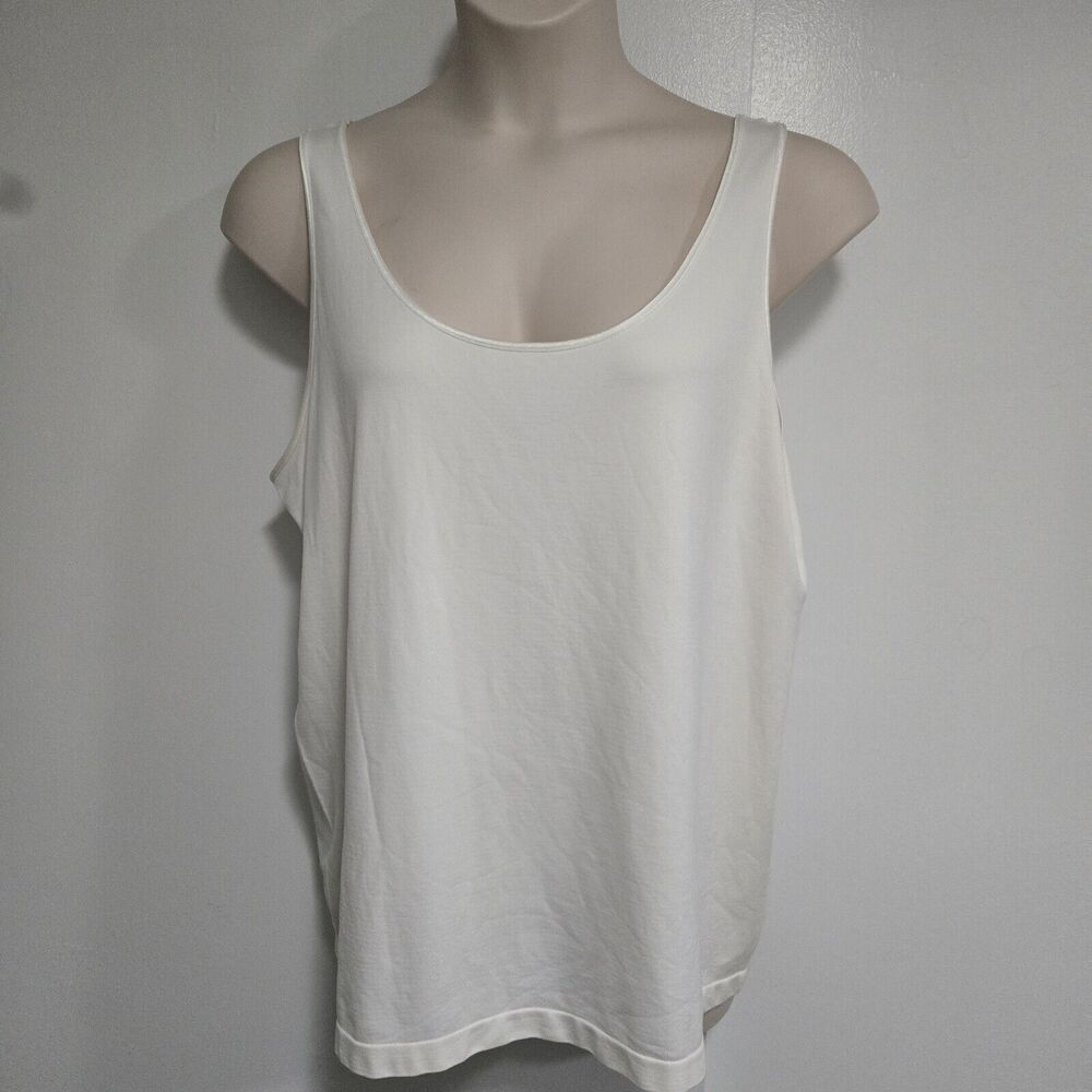 Lane Bryant‎ Size 26/28 3X Ivory Ecru Seamless Scoop Tank with Satin Trim EUC